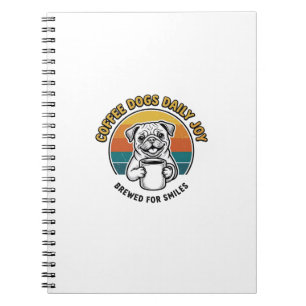 Kaffee-Hund-Shirt Vintage graviertes Pup-Mug-Desig Notizblock