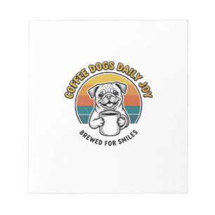 Kaffee-Hund-Shirt Vintage graviertes Pup-Mug-Desig Notizblock