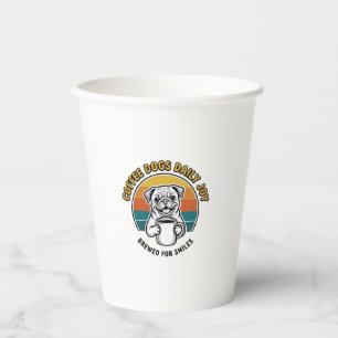 Kaffee-Hund-Shirt Vintage graviertes Pup-Mug-Desig Pappbecher
