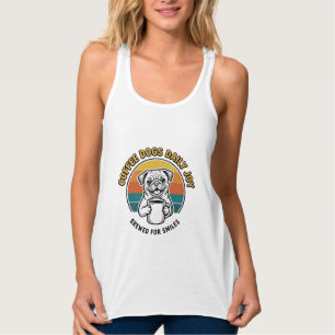 Kaffee-Hund-Shirt Vintage graviertes Pup-Mug-Desig Tank Top