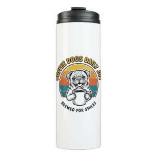 Kaffee-Hund-Shirt Vintage graviertes Pup-Mug-Desig Thermosbecher