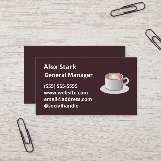 Kaffee Icon Brown Business Cards Visitenkarte (Vorderseite/Rückseite Beispiel)