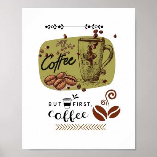 Kaffee-Illustration Poster (Vorne)