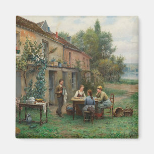 Kaffee im Garten trinken (Französische Landschaft) Magnet