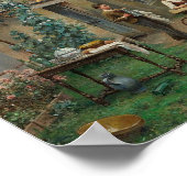 Kaffee im Garten trinken (Französische Landschaft) Poster (Ecke)