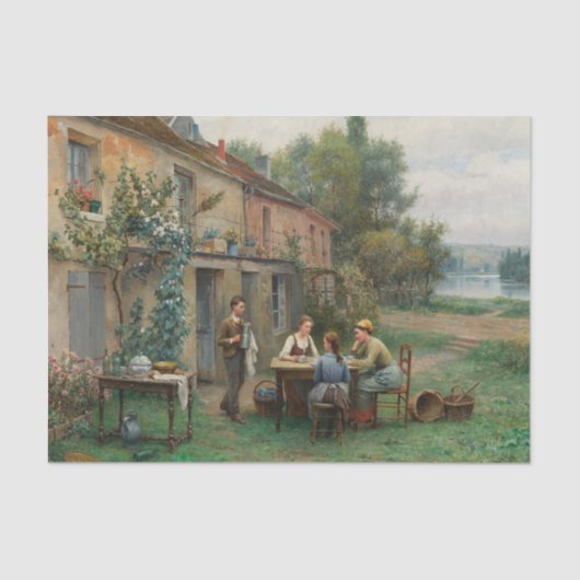 Kaffee im Garten von Daniel Ridgway Knight Seidenpapier (Vorderseite)