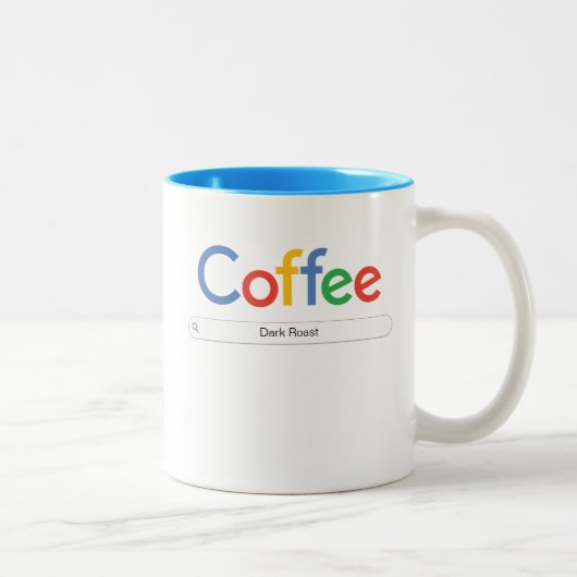 Kaffee im Google-Schriftart Zweifarbige Tasse (Rechts)