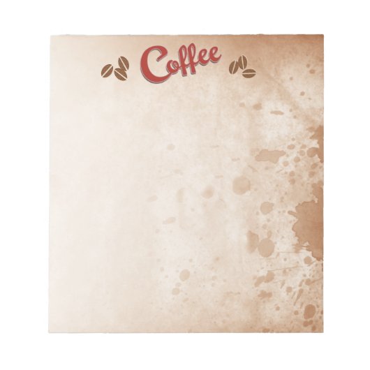 Kaffee im Notepad Notizblock (Vorderseite)