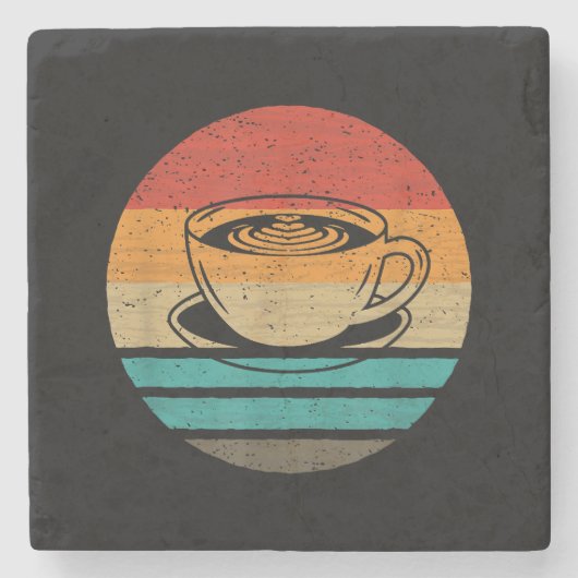Kaffee im Retro-Stil Vintage Steinuntersetzer (Vorderseite)
