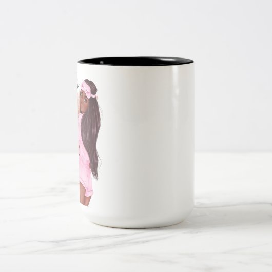 Kaffee Imitate Glitzer Girl Haar Braun Rosa Zweifarbige Tasse (Mittel)