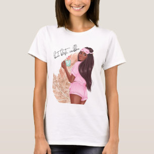 Kaffee Imitate Glitzer Girl Rotes Haar Braun Rosa T-Shirt
