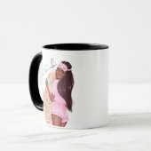 Kaffee Imitate Glitzer Girl Rotes Haar Braun Rosa Tasse (Vorderseite Links)