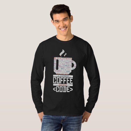 KAFFEE IN CODE Fun Web Developers Coding T-Shirt (Vorne ganz)