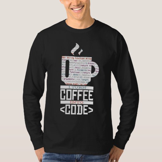 KAFFEE IN CODE Fun Web Developers Coding T-Shirt (Vorderseite)