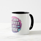Kaffee in Code - Retro Pixel Art Tasse (VorderseiteRechts)