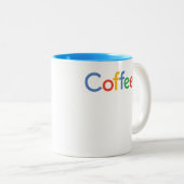 Kaffee in der Google-Schriftart-Tasse Zweifarbige Tasse (VorderseiteRechts)
