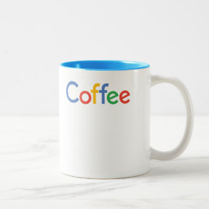 Kaffee in der Google-Schriftart-Tasse Zweifarbige Tasse