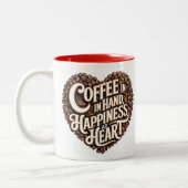 Kaffee in der Hand, Glück im Herzen - Kaffee Lover Zweifarbige Tasse (Links)