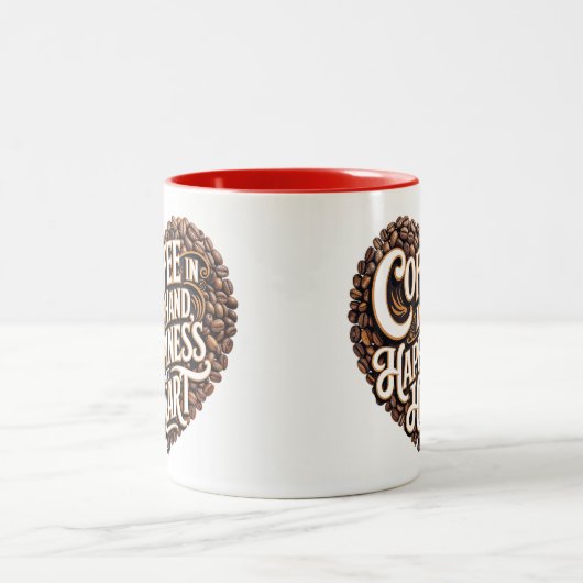 Kaffee in der Hand, Glück im Herzen - Kaffee Lover Zweifarbige Tasse (Mittel)