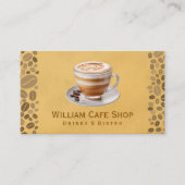 Kaffee in einer Tasse und Bohnen Visitenkarte (Vorderseite)
