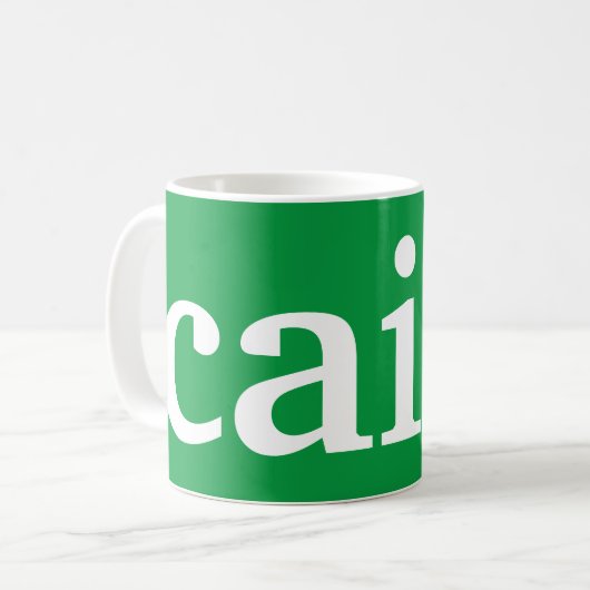 Kaffee in irischer Sprache Kaffeetasse (Vorderseite Links)