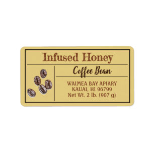 Kaffee-Infanterie Honig Amber Gold Jar Adressaufkleber
