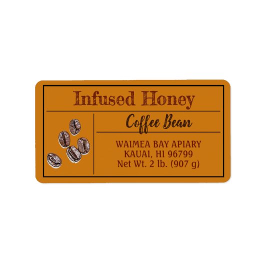 Kaffee Infanterie Honig dunkelgelb Adressaufkleber (Vorne)