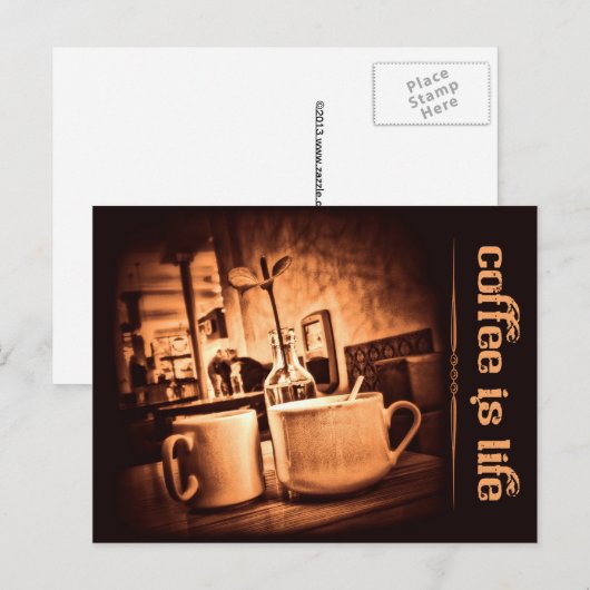 Kaffee ist das Leben Postkarte (Vorne/Hinten)