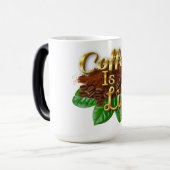 "Kaffee ist das Leben" Verwandlungstasse (Vorderseite Links)