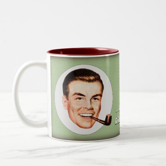 Kaffee ist der einzige Grund, warum du noch am Leb Zweifarbige Tasse (Links)