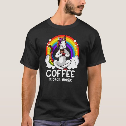 Kaffee ist ein echter Zauberer, ein Regenbogen-Hal T-Shirt (Vorderseite)