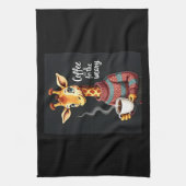 Kaffee ist für den müden, lustigen Giraffe-Kaffee- Geschirrtuch (Vertikal)