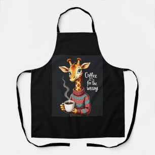 Kaffee ist für den müden, lustigen Giraffe-Kaffee- Schürze