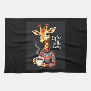 Kaffee ist für den müden lustigen Giraffen-Kaffee- Geschirrtuch