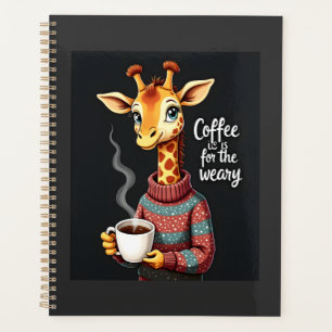 Kaffee ist für den müden lustigen Giraffen-Kaffee- Planer