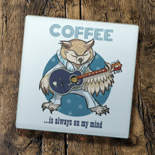 Kaffee Ist Immer Auf Meinem Verstand Gitarre Eule Glasuntersetzer