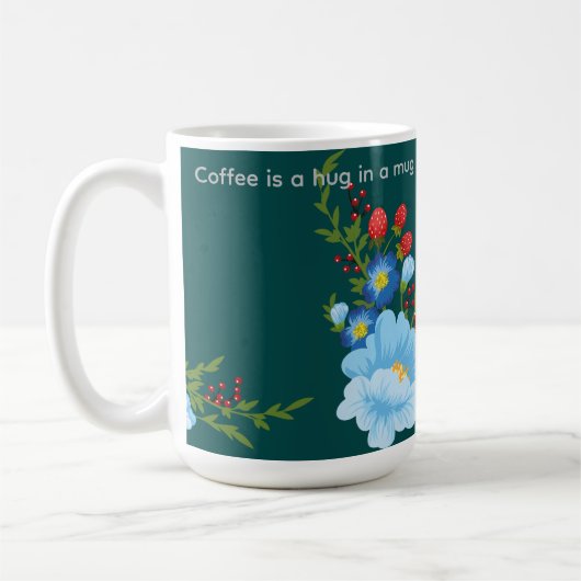 Kaffee ist in einer Tasse umarmt. Kaffeetasse für (Links)