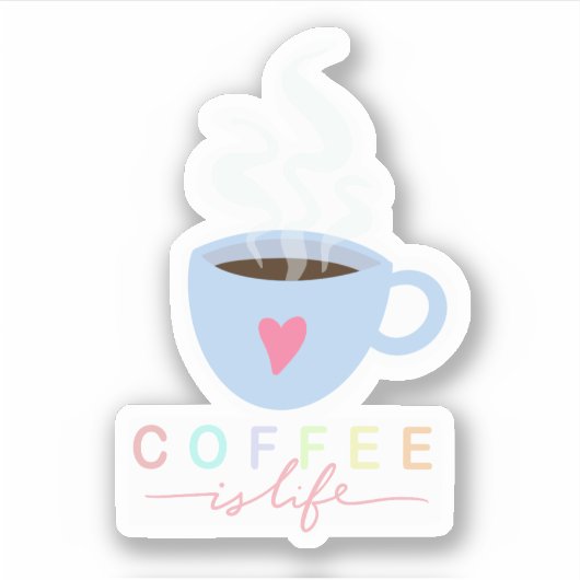 Kaffee ist Leben Custom Cut Vinyl Stickers Aufkleber (Vorderseite)