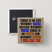 Kaffee ist lebenslustiges Abzeichen Button (Vorne & Hinten)