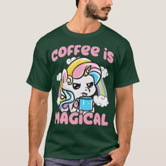 Kaffee ist magisches Coffein-Einhorn T-Shirt