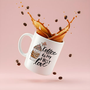 Kaffee ist mein erster Liebe Niedlicher Kaffee Lat Kaffeetasse