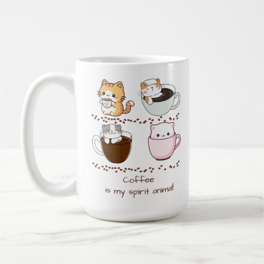 Kaffee ist mein Geiststier mit lustiger Katze Kaffeetasse (Links)
