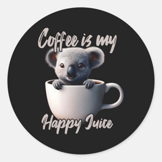 Kaffee ist mein glücklicher Juice Koala Runder Aufkleber (Vorderseite)