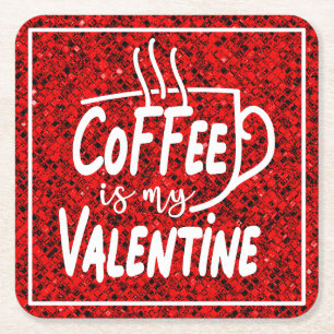Kaffee ist mein Valentin-60691 Rechteckiger Pappuntersetzer