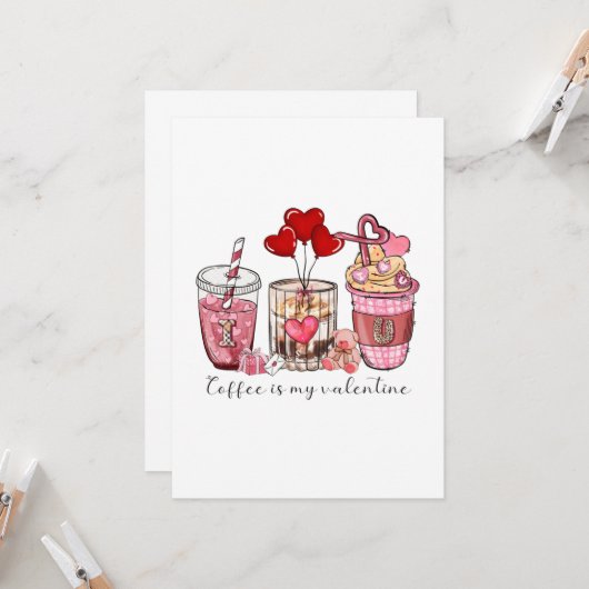 Kaffee ist mein Valentine Einladung (Vorderseite/Rückseite Beispiel)
