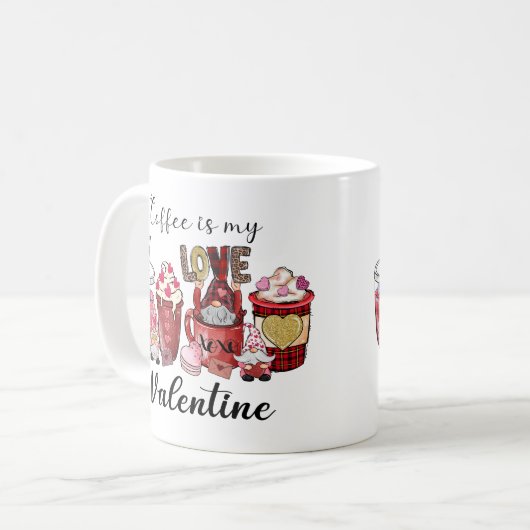 Kaffee ist mein Valentinherz Kaffeetasse (Vorderseite Links)