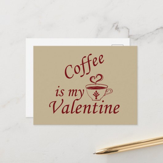 Kaffee ist mein Valentinkomisch Feiertagspostkarte (Vorderseite/Rückseite Beispiel)