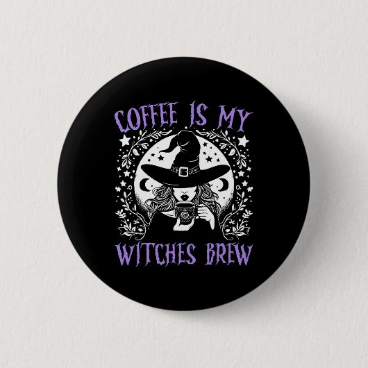 Kaffee ist meine Hexen Brew Retro Halloween Br Button (Vorderseite)