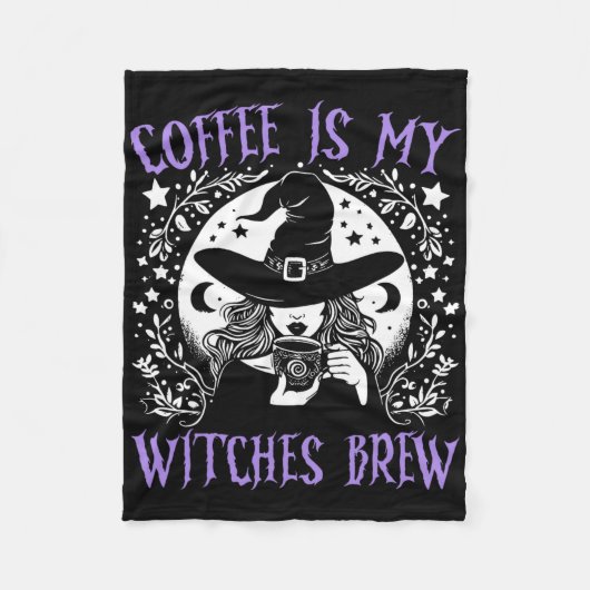 Kaffee ist meine Hexen Brew Retro Halloween Br Fleecedecke (Vorderseite)
