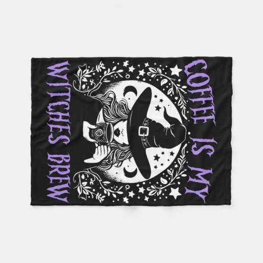 Kaffee ist meine Hexen Brew Retro Halloween Br Fleecedecke (Vorderseite (Horizontal))